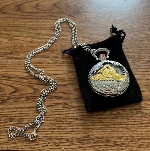 New train locomotive steam engine pocket watch - Picture 5 of 10